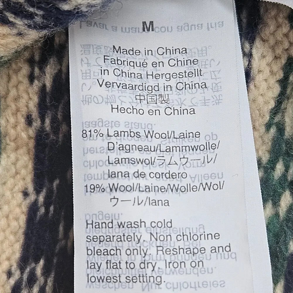 J Crew Fair Isle Sweater Mens Medium Lambswool Blend Multicolor Crewneck Nordic